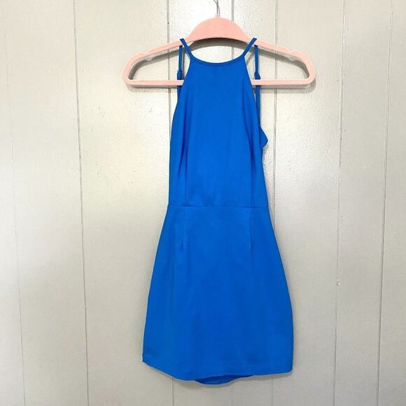 Superdown Blue Backless Sleeveless High Neck Sheath Party Summer Mini Dress S - Picture 1 of 8